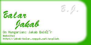 balar jakab business card